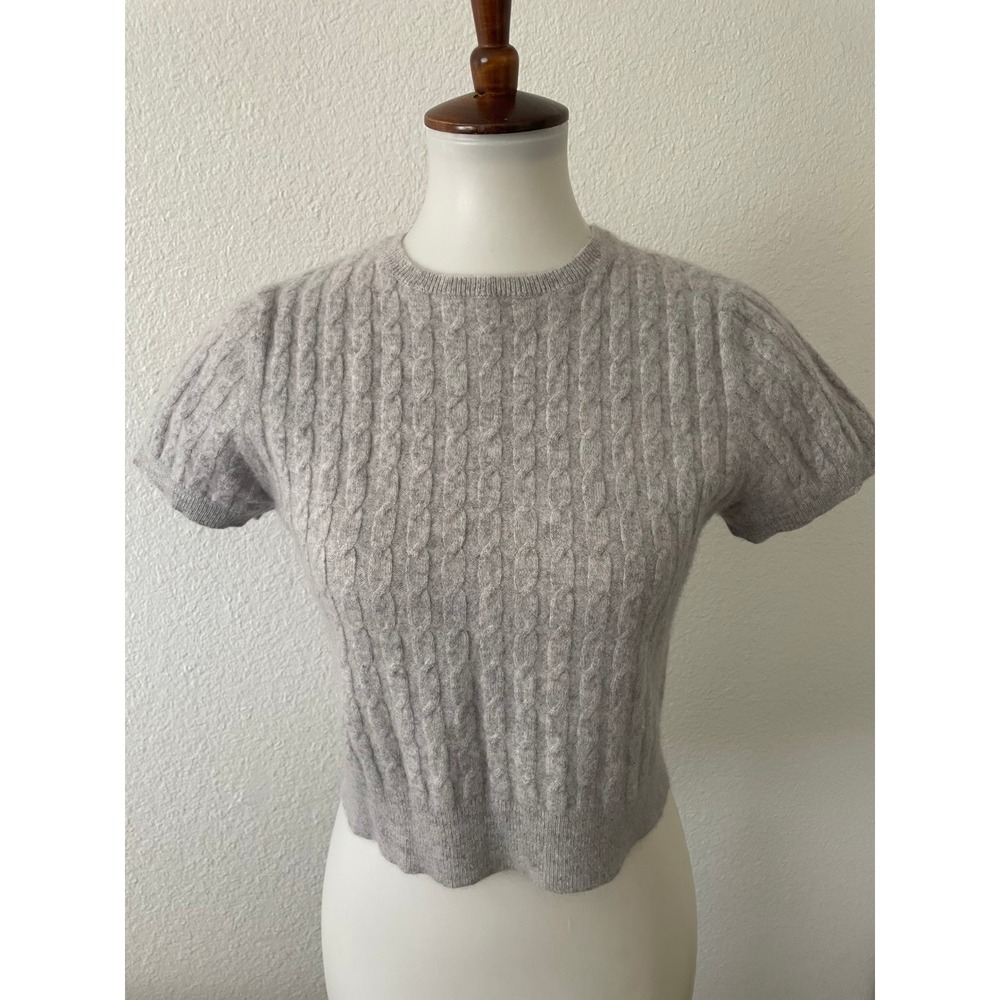 House of Harlow 1960 Sweater Women L Cashmere Cable Crop Quiet Luxury Cozy